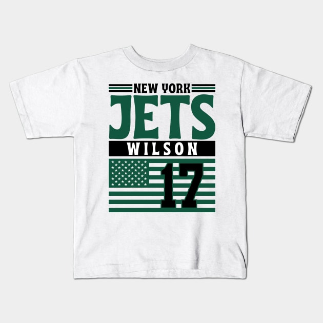 New York Jets Wilson 17 American Flag Football Kids T-Shirt by Astronaut.co